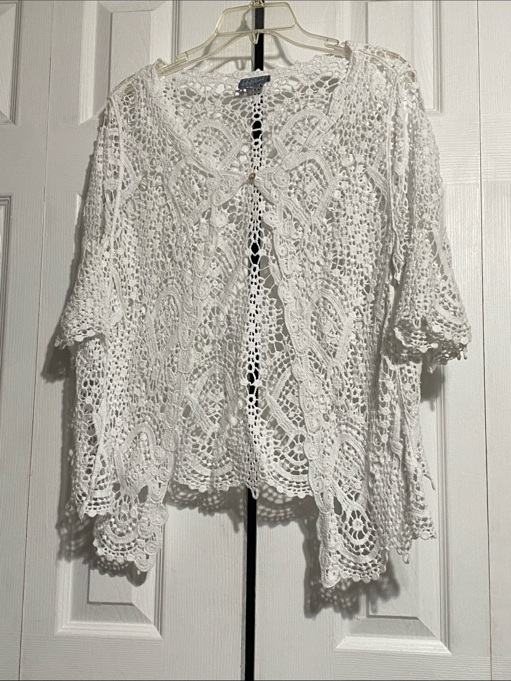 CUTE Rabbit Rabbit Rabbit white cotton lace cardigan sweater top size XL